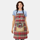 Schattige Plaid Rustiek Script Kerst Feestdagen Na Schort (Gedragen)
