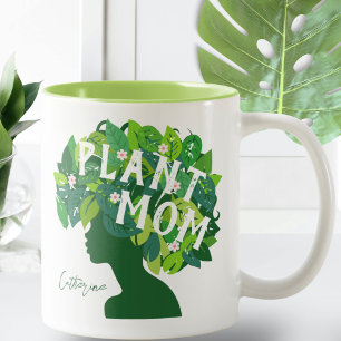 Schattige Plant Mom Gepersonaliseerde Plant Lover Tweekleurige Koffiemok