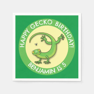 Schattige plezier gepersonaliseerde groene gekko c servet