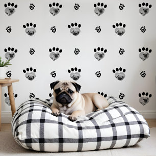 Schattige Plezier Zwart & Wit Hart Pet Foto's Paw Behang