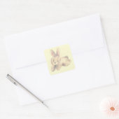 Schattige pluche konijn vierkante sticker (Envelop)