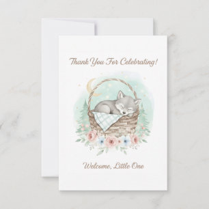 Schattige, pluizige baby wolf Baby Shower  Bedankkaart