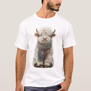 Schattige Pluizige Hoogland Kalf met Sjaal T-shirt