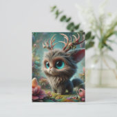 Schattige pluizige jackalope kitten briefkaart (Staand voorkant)