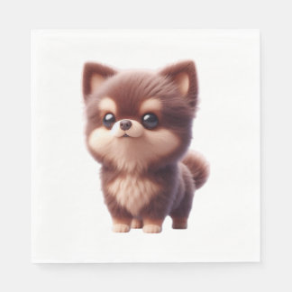 Schattige Pluizige Puppy � Aardig Hond Design Servet
