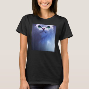 Schattige Pluizige Witte Kat met Groene Ogen T-shirt