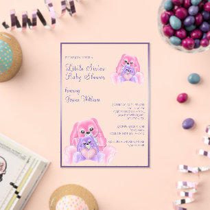 Schattige Plushies Little Sister Baby shower Acryl Uitnodigingen