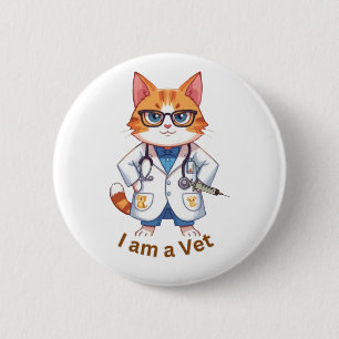Schattige poes "Ik ben een dierenarts"-ontwerp Ronde Button 5,7 Cm