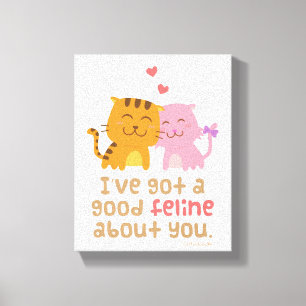 Schattige Poes Kat Katachtige Liefdesbekentenis Pu Canvas Afdruk