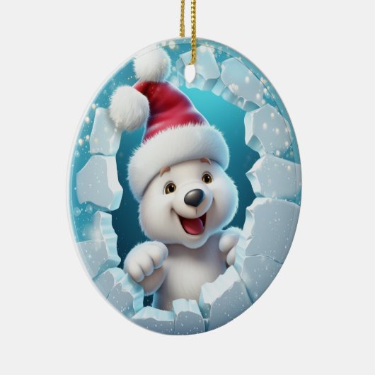 Schattige Polar Beer 3D Keramisch Ornament (Rechts)