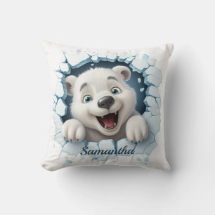 Schattige Polar Beer 3D Kerstmis Kussen