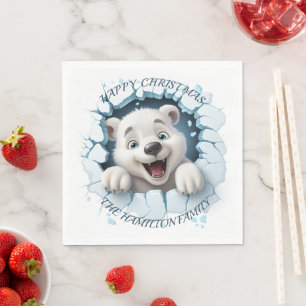 Schattige Polar Beer 3D Kerstmis Servet