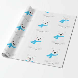 Schattige Polar Beer Baby Boy Blue Cadeaupapier