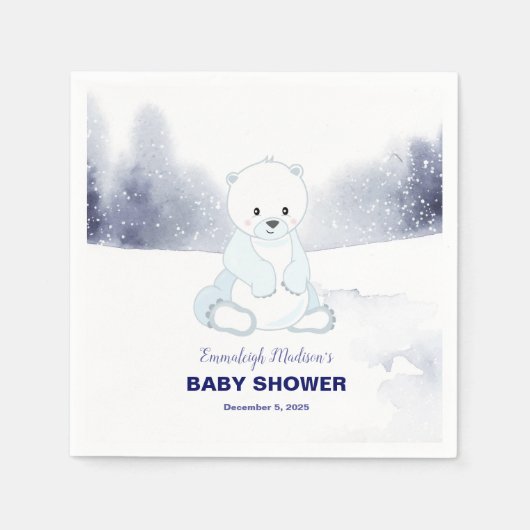Schattige Polar Beer Baby shower Party Servet (Voorkant)
