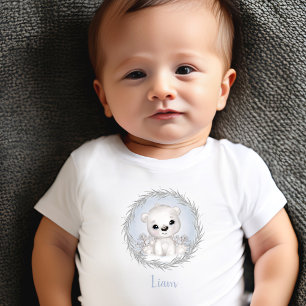 Schattige Polar Beer Blauw Naam Winter Boy Baby T-