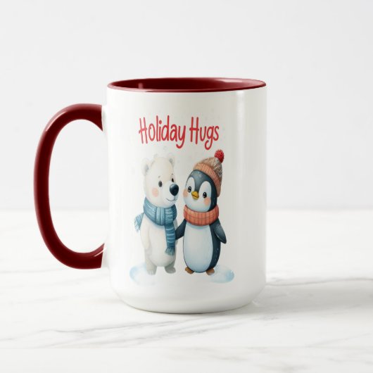Schattige Polar Beer en Penguin Friends Kerst Mok (Links)