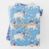 Schattige polar beer en welp kerst wrapping papier inpakpapier vel (In situ)