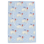 Schattige polar beer en welp kerstcadeauzak medium cadeauzakje (Voorkant)