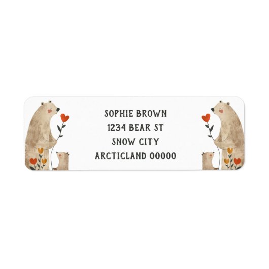 Schattige Polar Beer Familie Waterverf Retouradres Etiket (Voorkant)