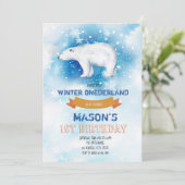 Schattige Polar beer feestuitnodiging Kaart (Staand voorkant)