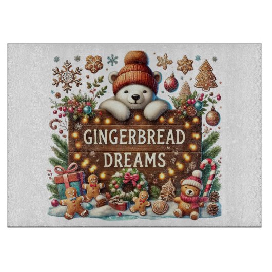 Schattige Polar Beer Gingerbread Dreams Snijplank (Voorkant)