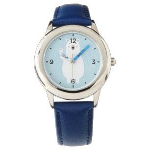 Schattige Polar Beer in de sneeuw Horloge