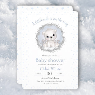 Schattige Polar Beer Jongen Wit Baby shower Uitnod Kaart