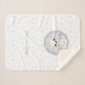 Schattige Polar Beer Jongensnaam Winter Warm Wit B Sherpa Deken (Voorkant (horizontaal))