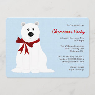 Schattige Polar Beer op Ice Blue Christmas Party Kaart
