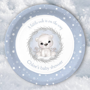 Schattige Polar Beer Winter Boy Baby shower Papieren Bordje