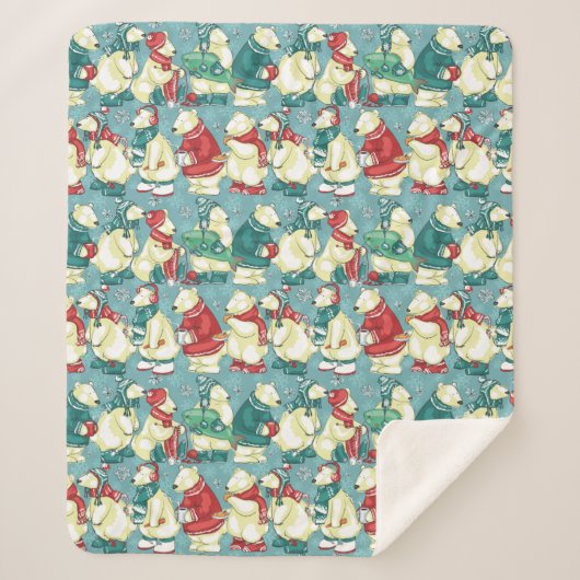 Schattige polarBeren Sherpa Deken (Voorkant)