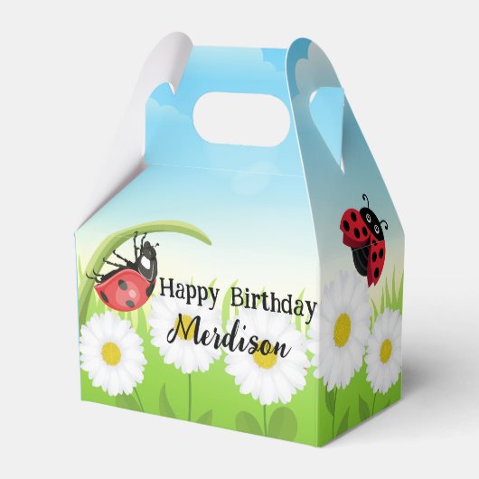 Schattige Polka dot Ladybug Daisy Flower Verjaarda Bedankdoosjes (Voorkant Zijde)