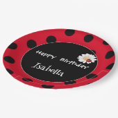 Schattige Polka dot Ladybug Daisy Flower Verjaarda Papieren Bordje (Gekanteld)