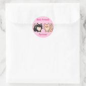 Schattige Pom BFF Ronde Sticker (Tas)