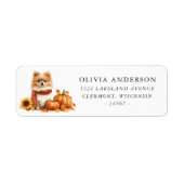 Schattige Pomeranian Autumn Return Address Etiket (Voorkant)
