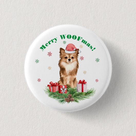 Schattige Pomeranian in Kerstmannenhoed - Prettig Ronde Button 3,2 Cm (Voorkant)