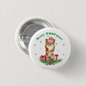 Schattige Pomeranian met Kerstmannenhoed - Prettig Ronde Button 3,2 Cm (Voorkant /achterkant)