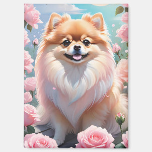 Schattige Pommerse bloeiende roze rozen Magneet
