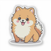 Schattige Pommerse, Bubble Kawaii Charm, Klein Sticker (Voorkant)