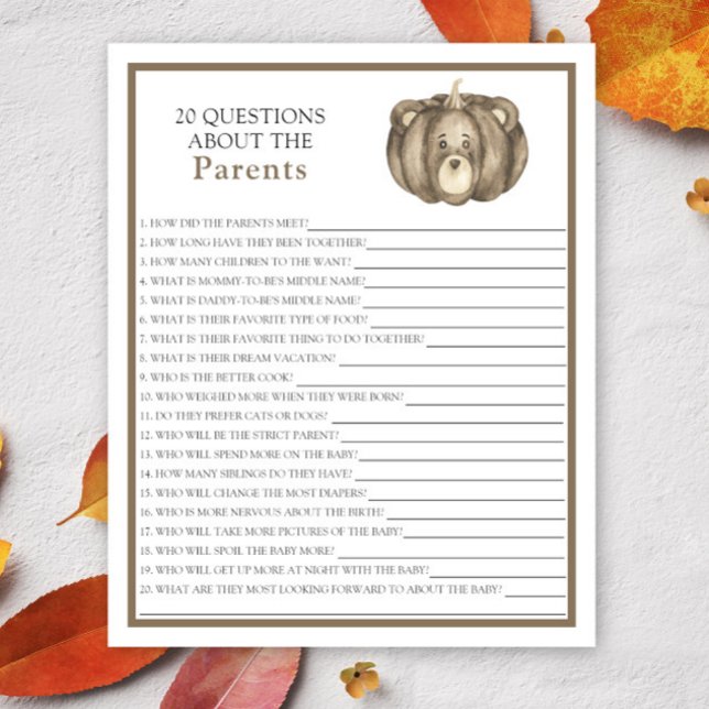 Schattige pompoen beer - spelletjes over de ouders (Creator heeft geüpload)