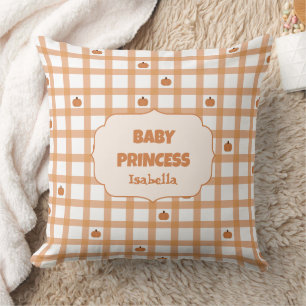 Schattige Pompoen Gingham Baby Prinses Kussen