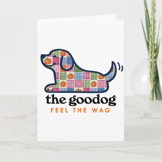 Schattige Pompoen Gingham Patchwork Hond Kaart (Voorkant)