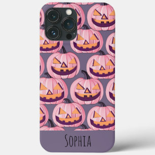 Schattige pompoenpatroon Halloween gepersonaliseer iPhone 13 Pro Max Hoesje