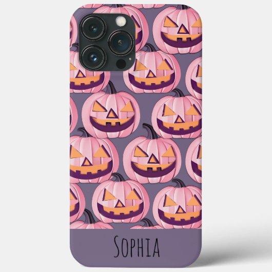 Schattige pompoenpatroon Halloween gepersonaliseer Case-Mate iPhone Case (Achterkant)
