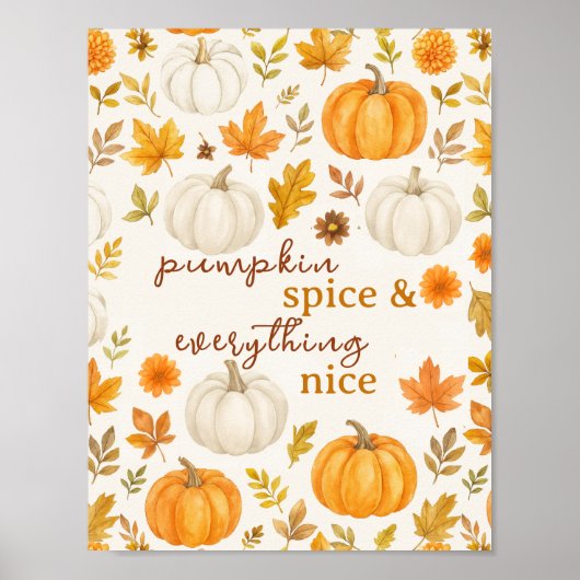 Schattige pompoenpatroon | Thanksgiving Poster (Voorkant)