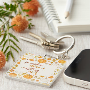Schattige pompoenpatroon Thanksgiving Sleutelhanger