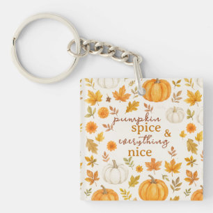 Schattige pompoenpatroon Thanksgiving Sleutelhanger