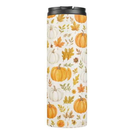 Schattige pompoenpatroon | Thanksgiving Thermosbeker (Achterkant)