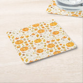 Schattige pompoenpatroon | Thanksgiving Vierkante Kartonnen Onderzetter (Schuin)