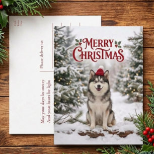 Schattige Pomsky Puppy Husky Hond Liefhebber Prett Feestdagenkaart